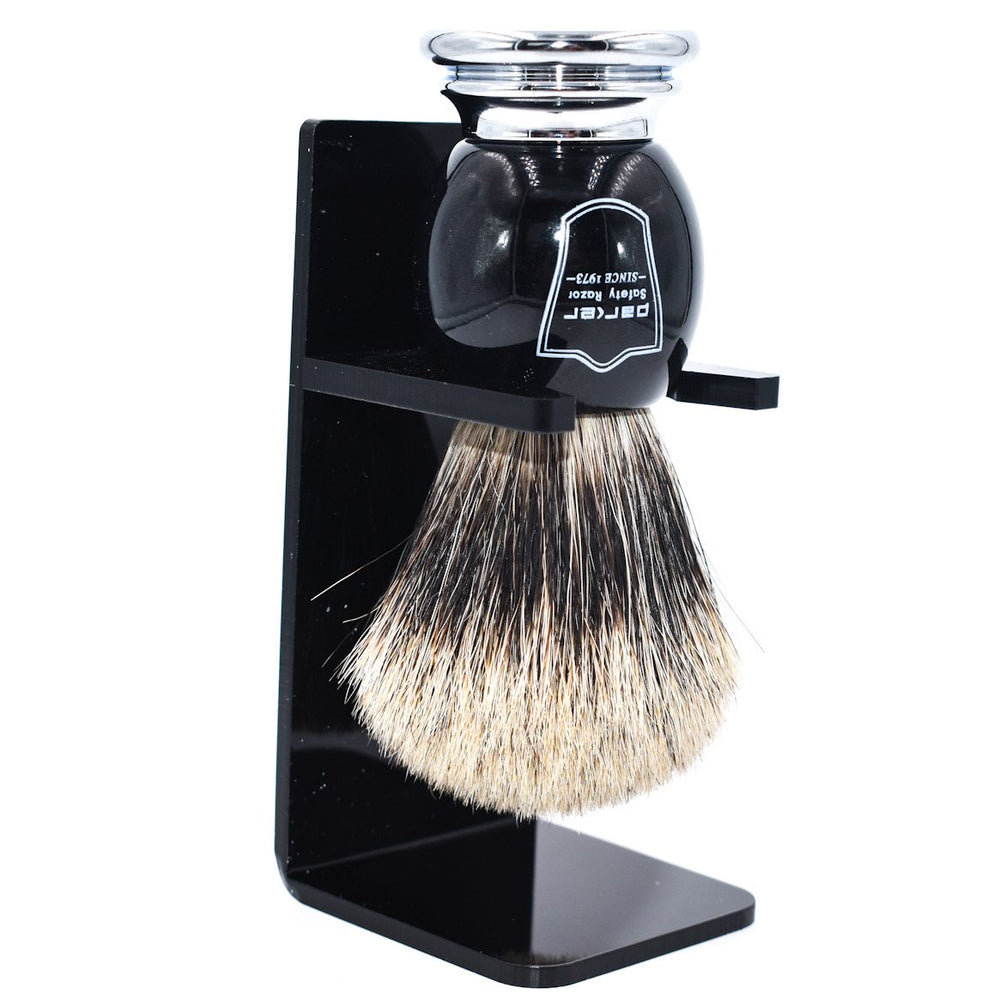 PARKER SHAVING BRUSH BLACK HANDLE PURE BADGER BCPB