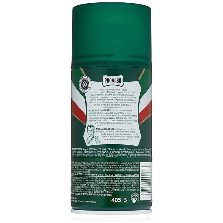 PRORASO EUCALYPTUS & MENTHOL REFRESH SHAVING FOAM 300ML