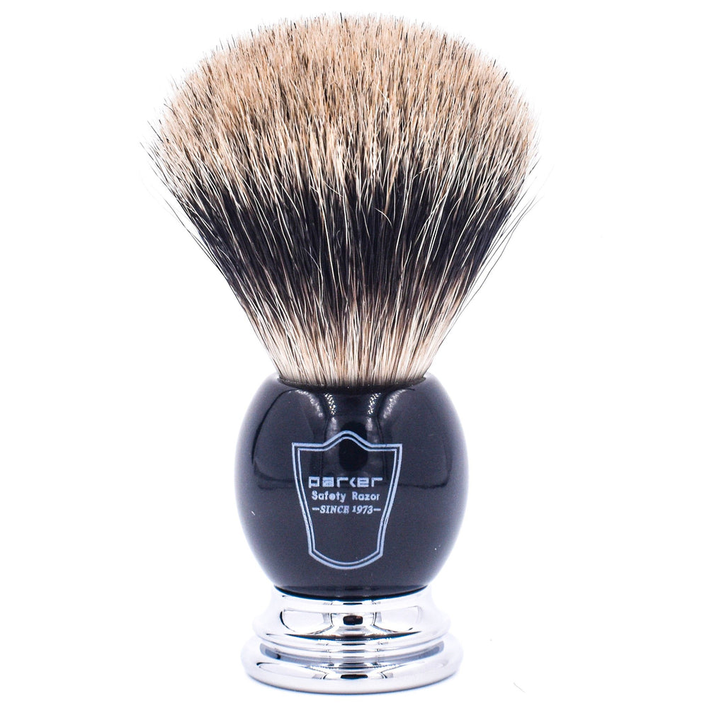 PARKER SHAVING BRUSH BLACK HANDLE PURE BADGER BCPB